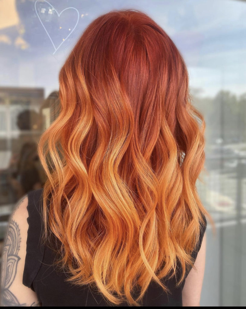 Red hair with beachy waves