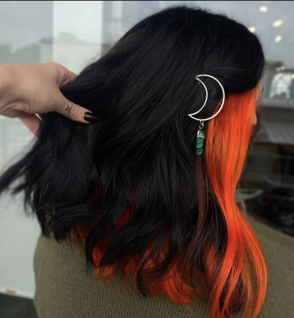Black hair with orange under